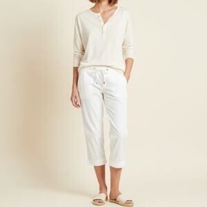 NILI LOTAN Cropped Drawstring Pants White Cotton Made in USA 28w size 2